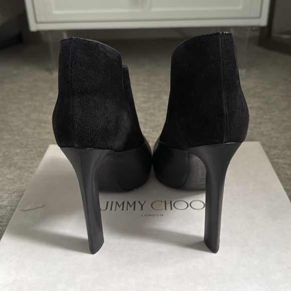 Jimmy Choo Black Leather and Suede Diad Ankle Boots Size 38.5 - Picture 7 of 15